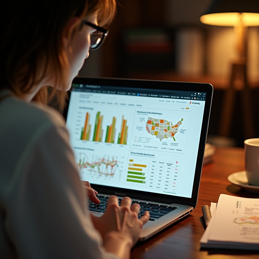 Schermata di analisi dati con grafici di occupazione e ricavo per una struttura ricettiva all'aperto, vista da vicino su monitor